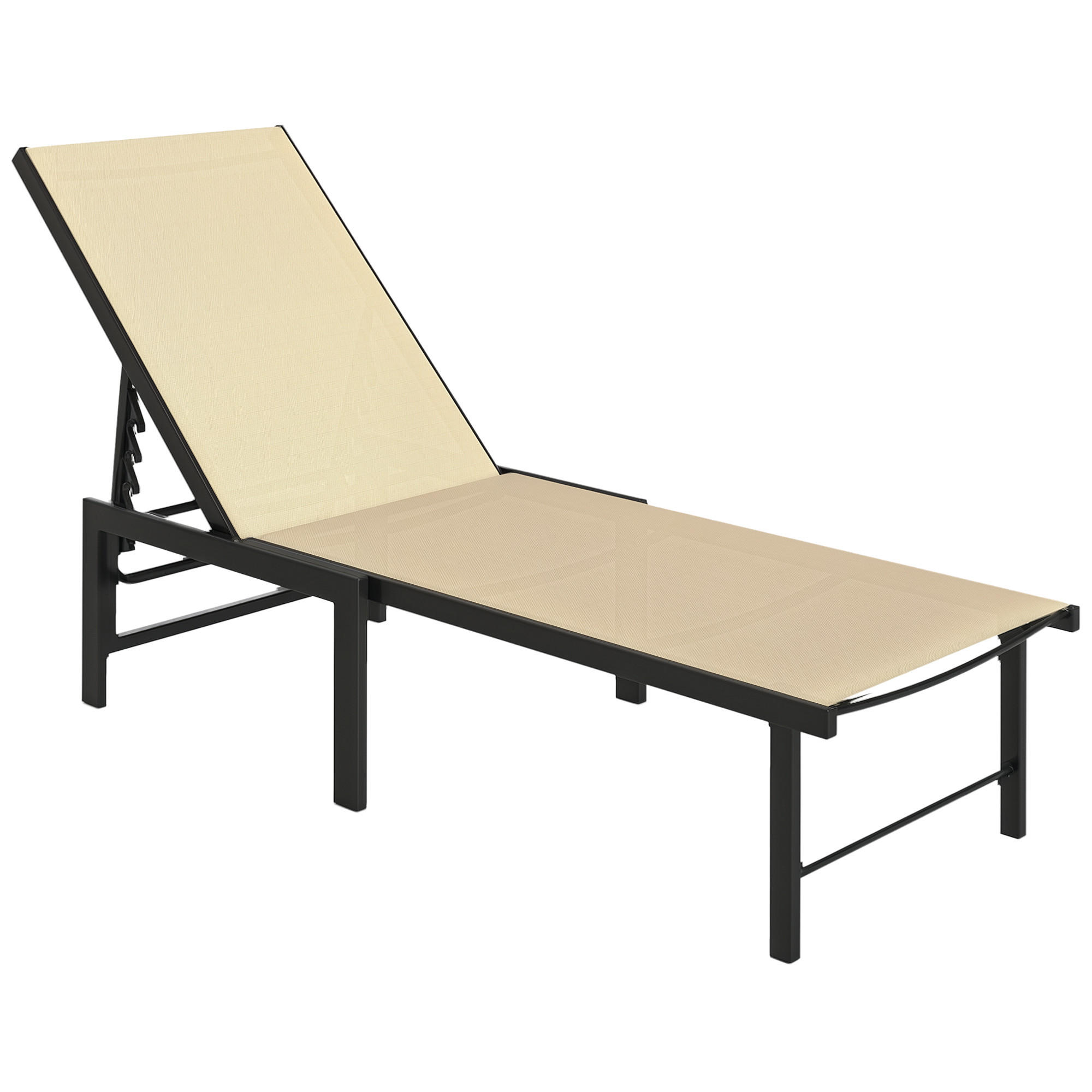GARTENLIEGESTUHL, vierfach verstellbares Stahlgestell, klappbar, khakifarben - Cappuccino, Metall (60/84/166cm) - Vallsero