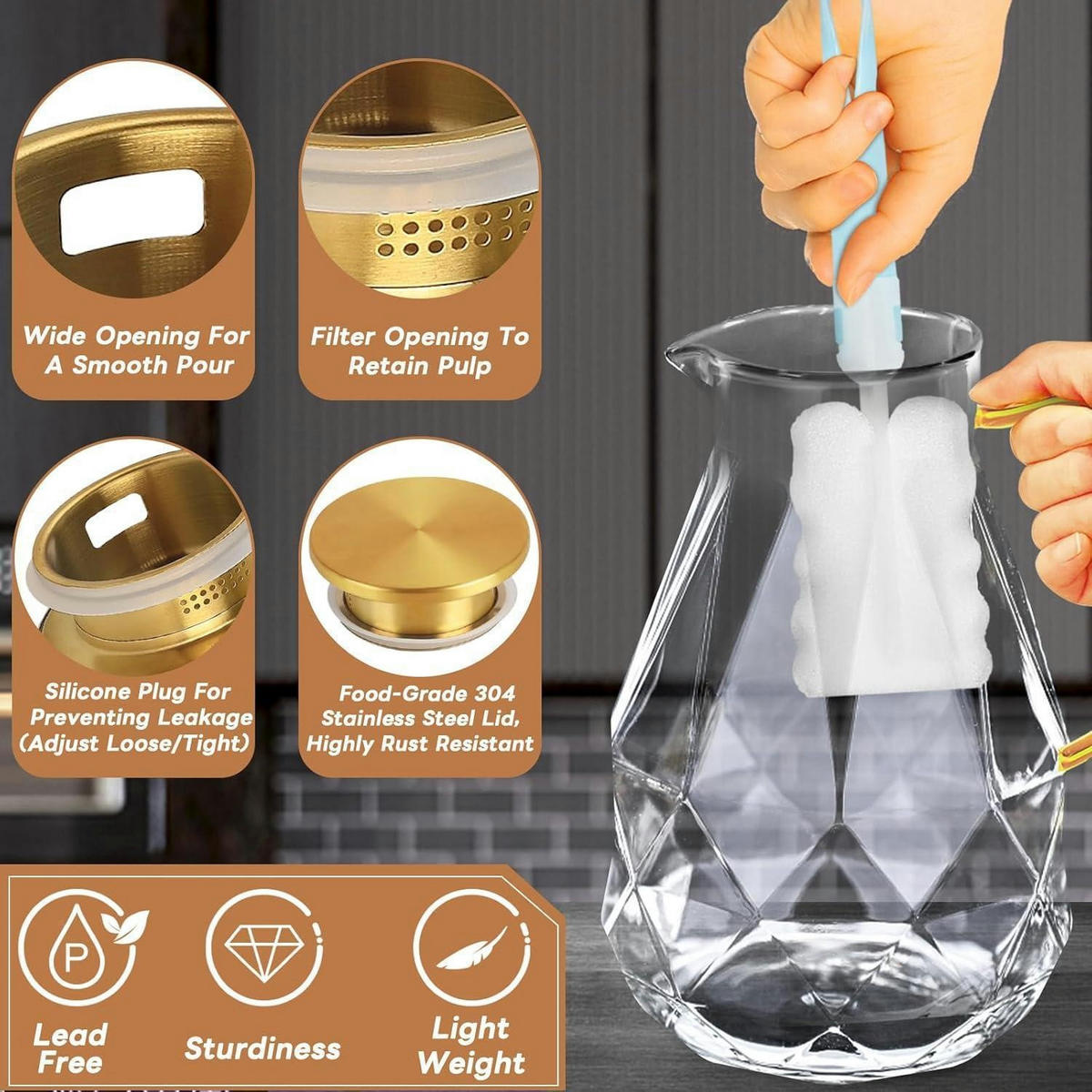 GLASKRUG mit Deckel 3 Liter transparent Diamantform - Transparent, Glas (5.5/5.5cm)