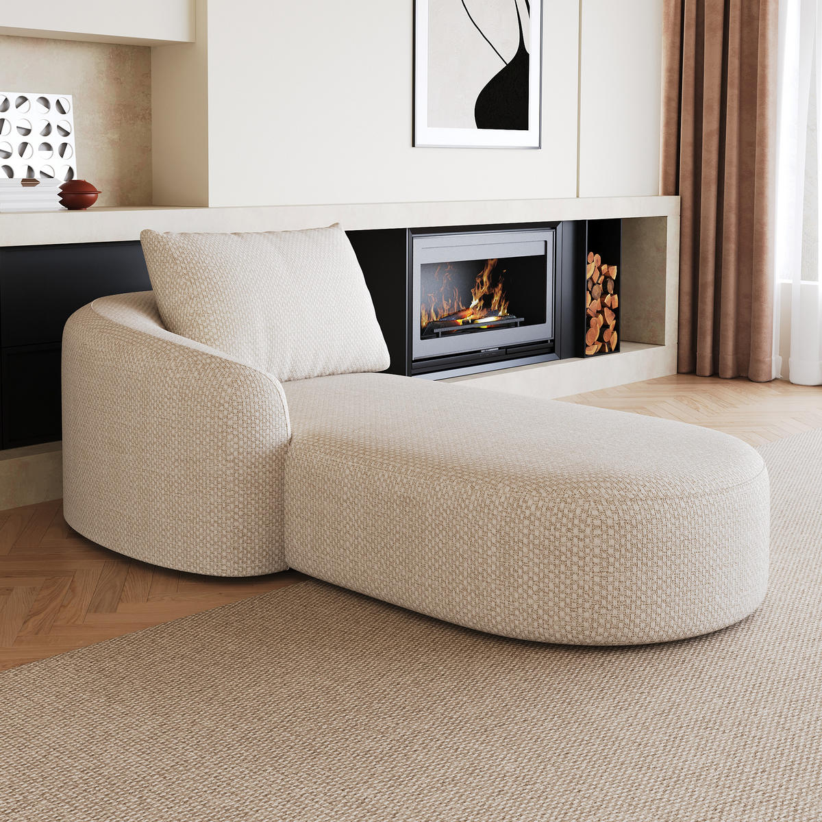 RÉCAMIERE DE-34711 linke Chaiselongue Weiß - Weiß, Textil (106/85/168cm) - ComfortXL