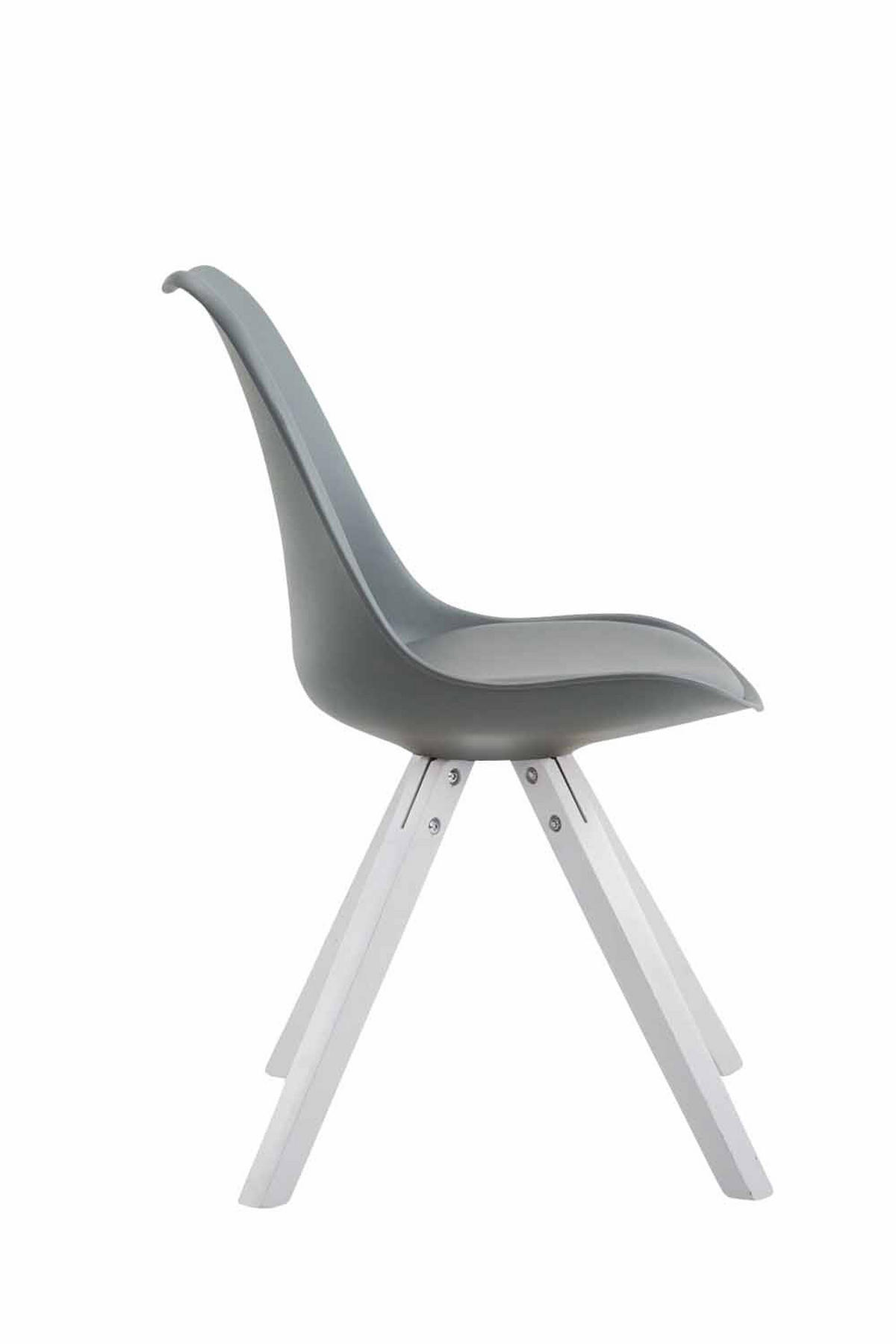 STUHL Lederlook grau - Weiß/Grau, Holz/Textil (47.5/83/55.5cm) - CLP