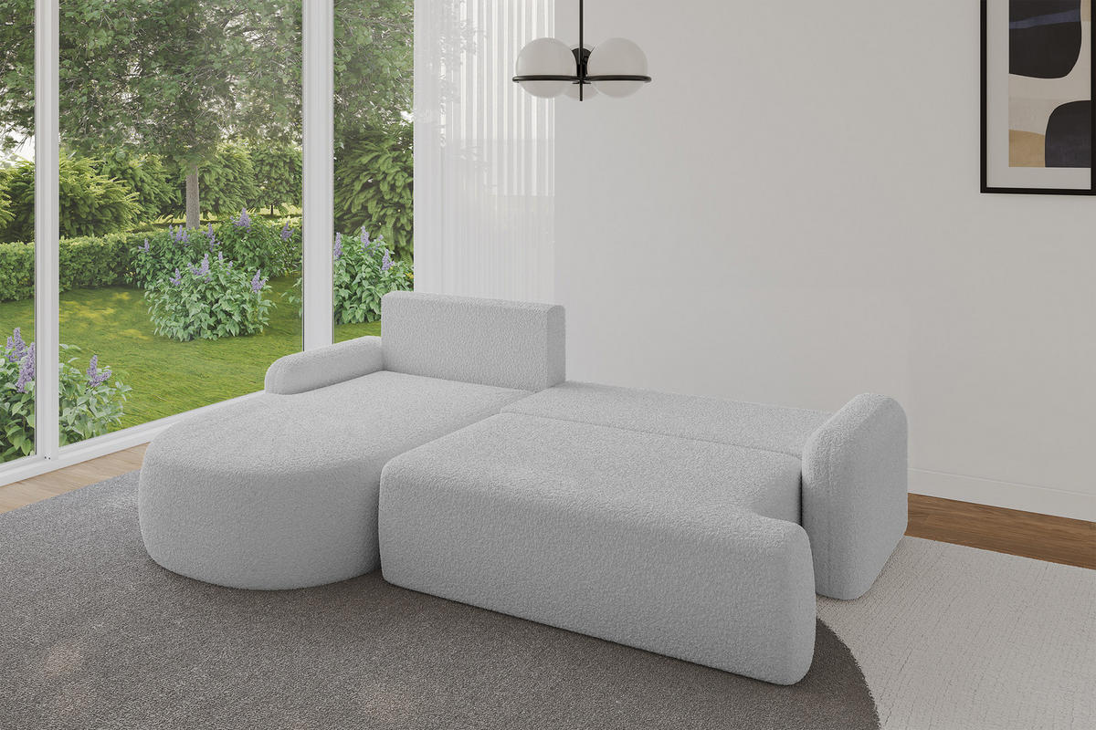 ECKSOFA mit Schlaffunktion und Bettkasten LIRA-L - 264x172x89 Hellgrau - Hellgrau, Holzwerkstoff/Textil (264/172cm) - ALTDECOR