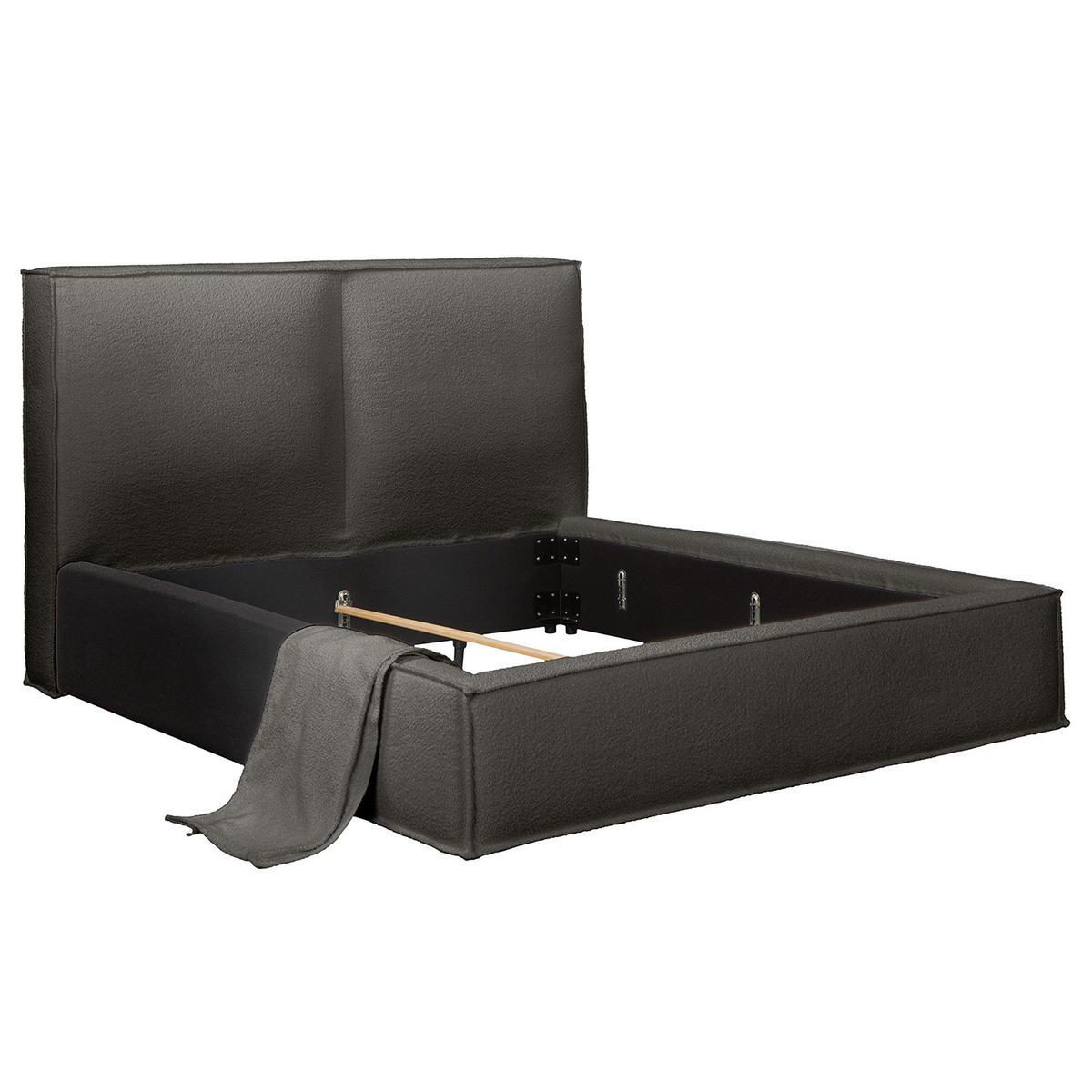 POLSTERBETT - Anthrazit, Textil (160/200cm) - home24