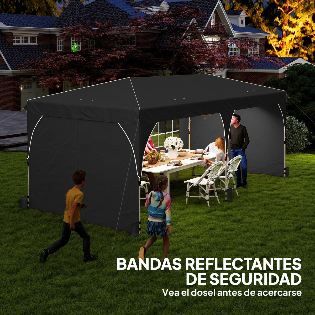 POP-UP-FALTZELT, 6×3m, hellgrau - Schwarz, Textil (300/275/595cm) - Vallsero