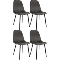 ESSZIMMERSTUHL 4er Set Samt Anthrazit - Anthrazit/Schwarz, Textil/Metall (45/88/54cm) - CLP