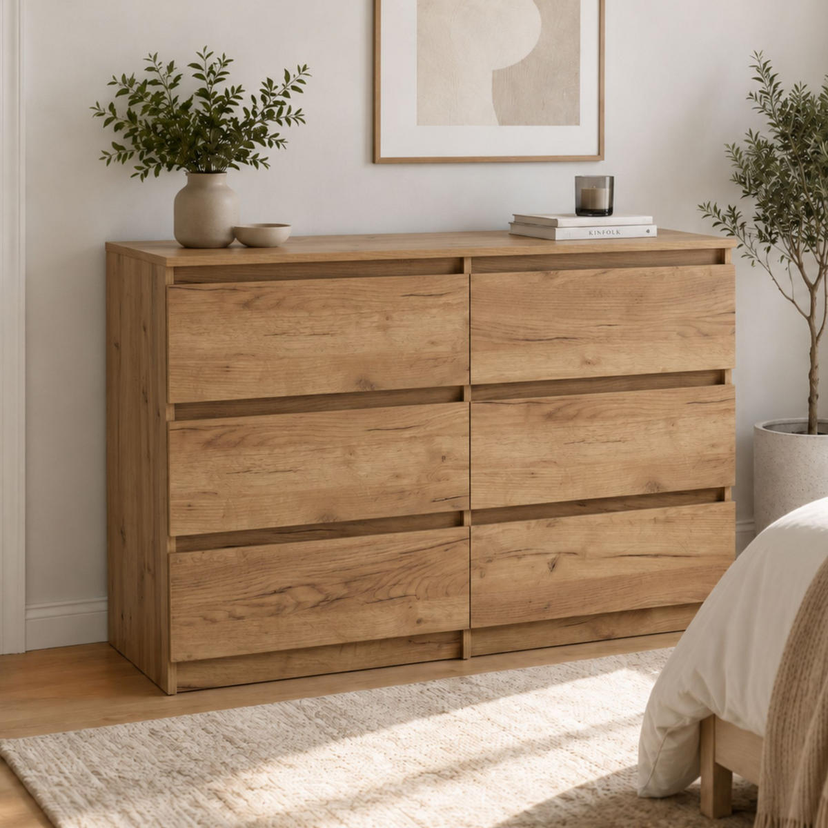 KOMMODE mit fünf Schubladen in Craft-Eiche - Naturfarben, Holzwerkstoff (120/77/40cm) - Home Collective
