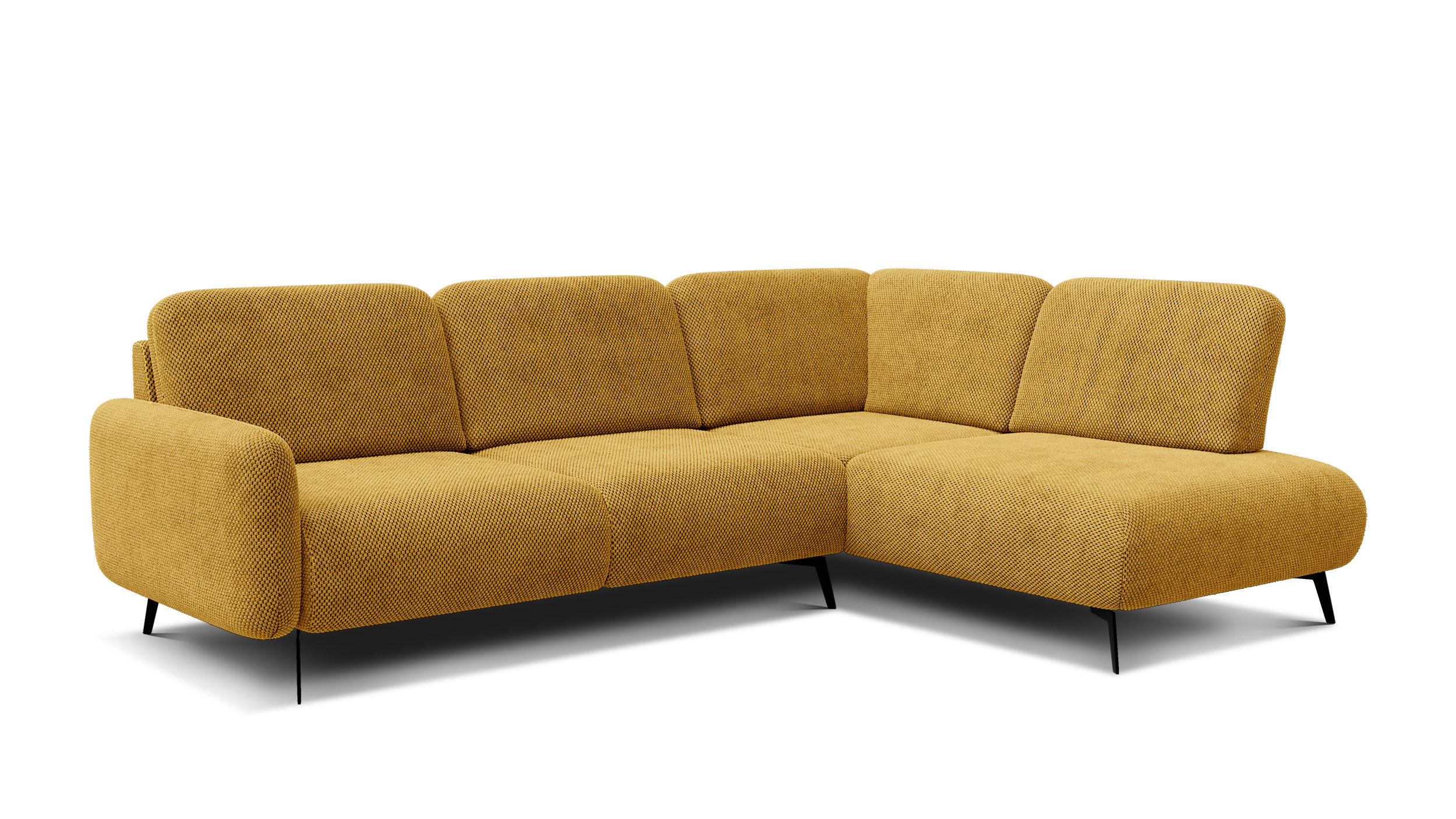 ECKSOFA FEBE 5-Sitzer rechts, dunkelgelb - Gelb/Schwarz, Holz/Textil (271/190cm) - Courtois Laville