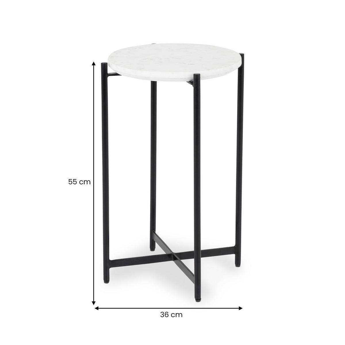 BEISTELLTISCH CRATO schwarz/weiß - Schwarz/Weiß, Metall (36/36/55cm) - IDIMEX