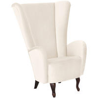 HOCHLEHNSESSEL Kailey Bezug Samtvelours Buche nussbaum dunkel / creme - Weiß, Kunststoff (96/122/89cm) - 58aufmkessel