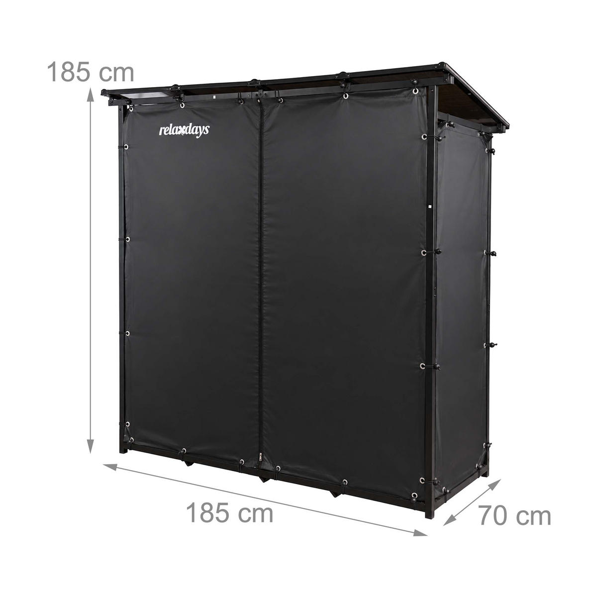 KAMINHOLZREGAL Schwarz Stahl mit Dach 185x185x70 cm - Schwarz, Kunststoff/Metall (185/185/70cm) - Relaxdays