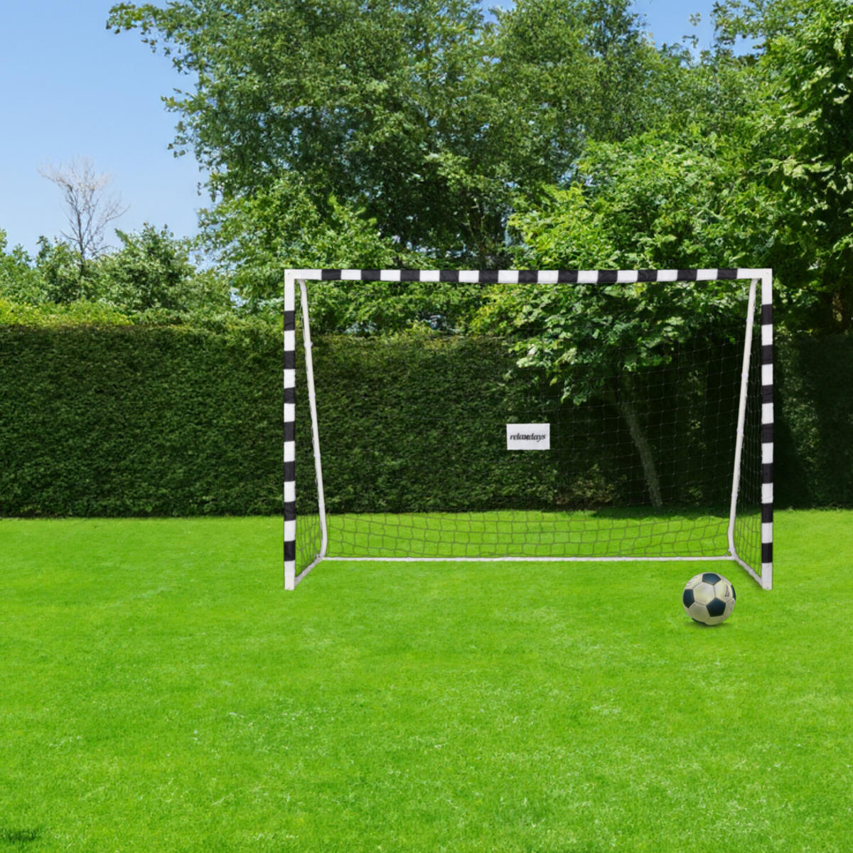 FUSSBALLTOR - Weiß, Kunststoff/Textil (300/90cm) - Relaxdays