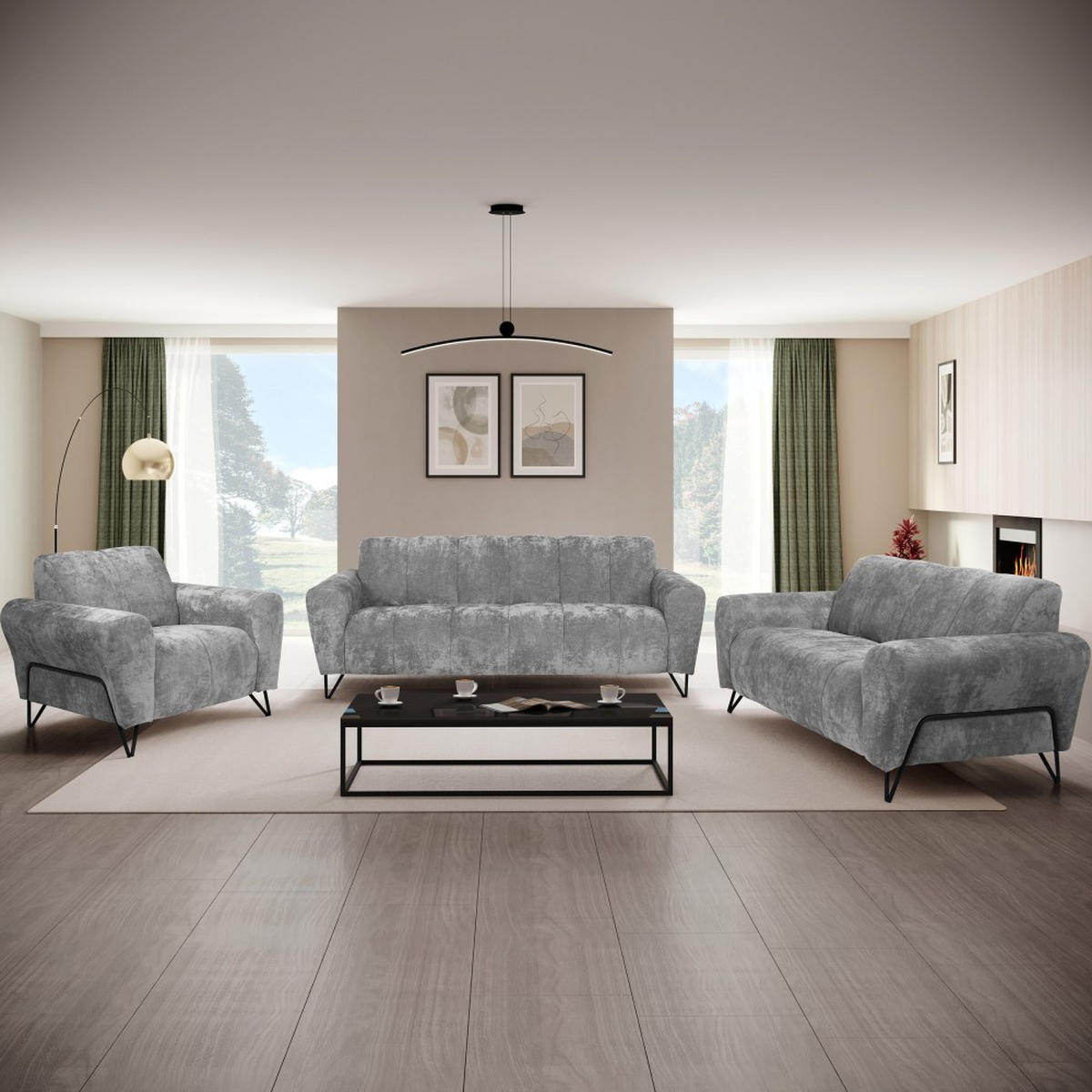 RELAXSESSEL Volare mit Metallbeinen grau - Schwarz/Grau, Textil/Metall (100/83/98cm) - Beautysofa