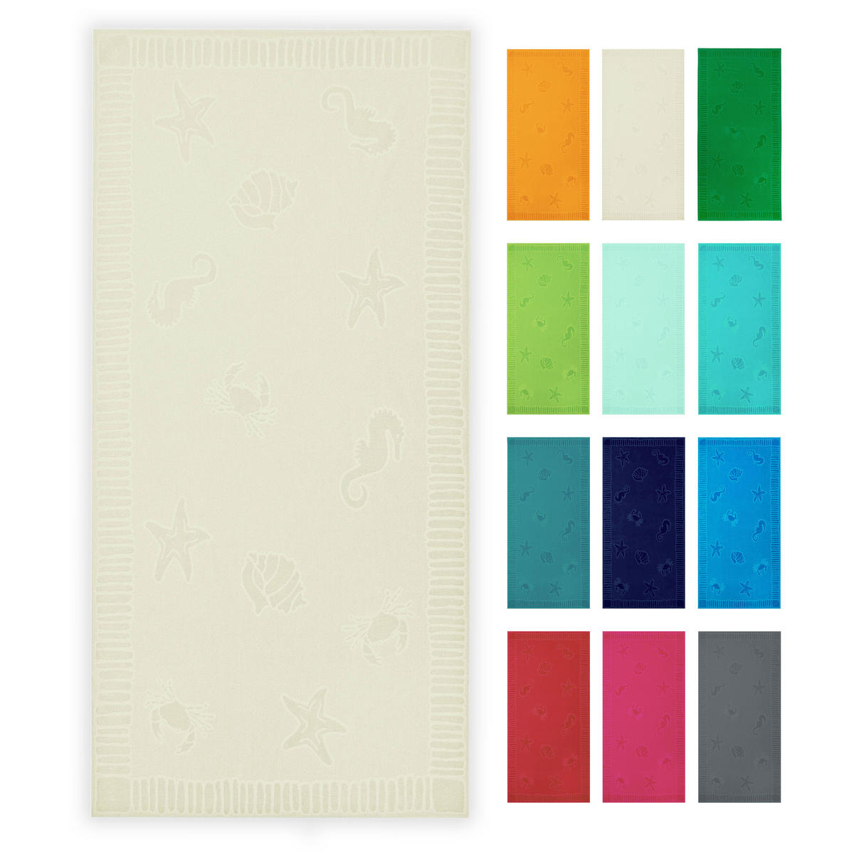 STRANDTUCH, 100x200 cm, 100% Baumwolle, Braun - Beige, Textil (100/200cm) - Zollner