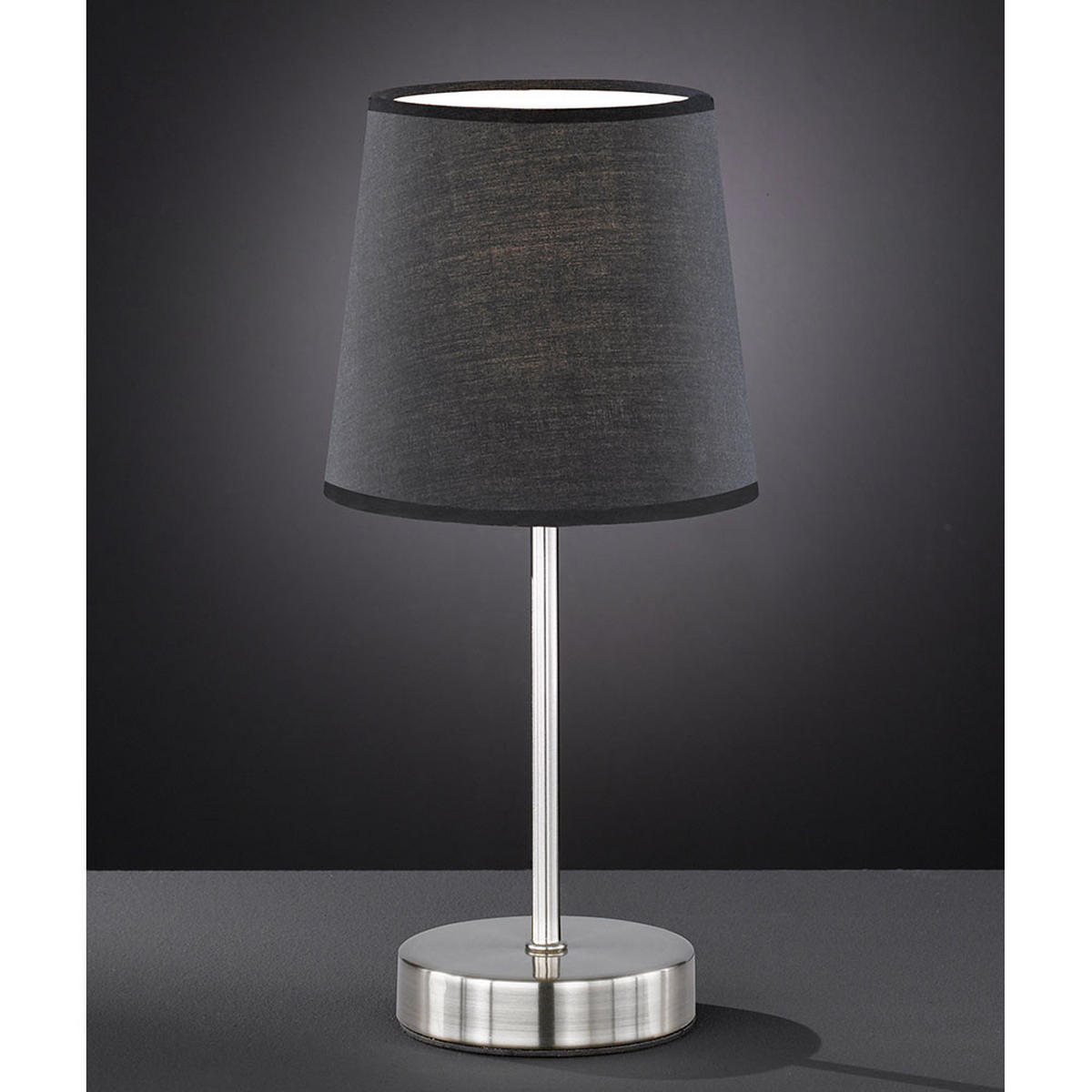 TISCHLEUCHTE Textil Schwarz Nickel matt 2er Set - Schwarz, Metall (14/14/32cm)