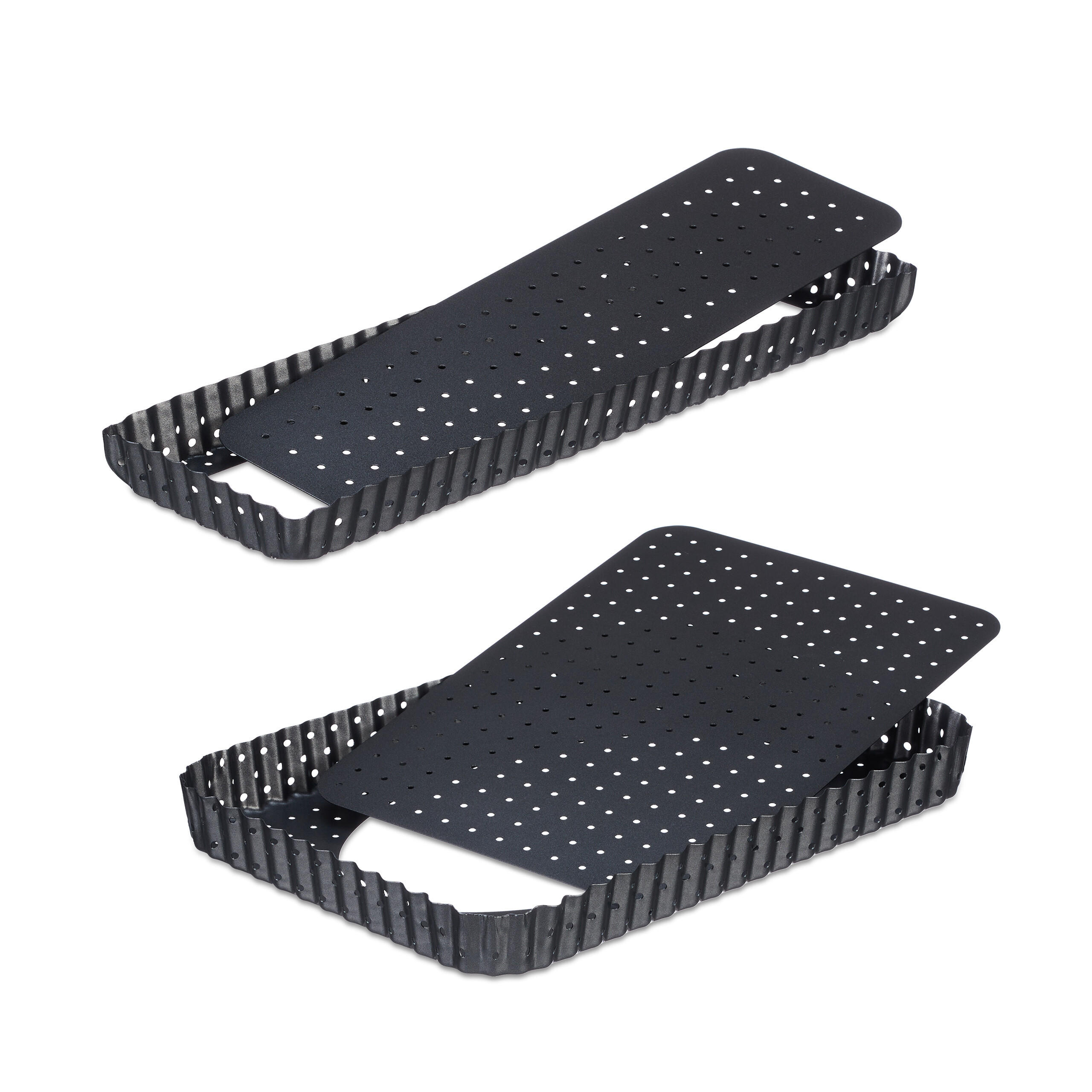 2-DIELNA súprava foriem na tarte - antracitová, kov (31/3/21cm) - Relaxdays