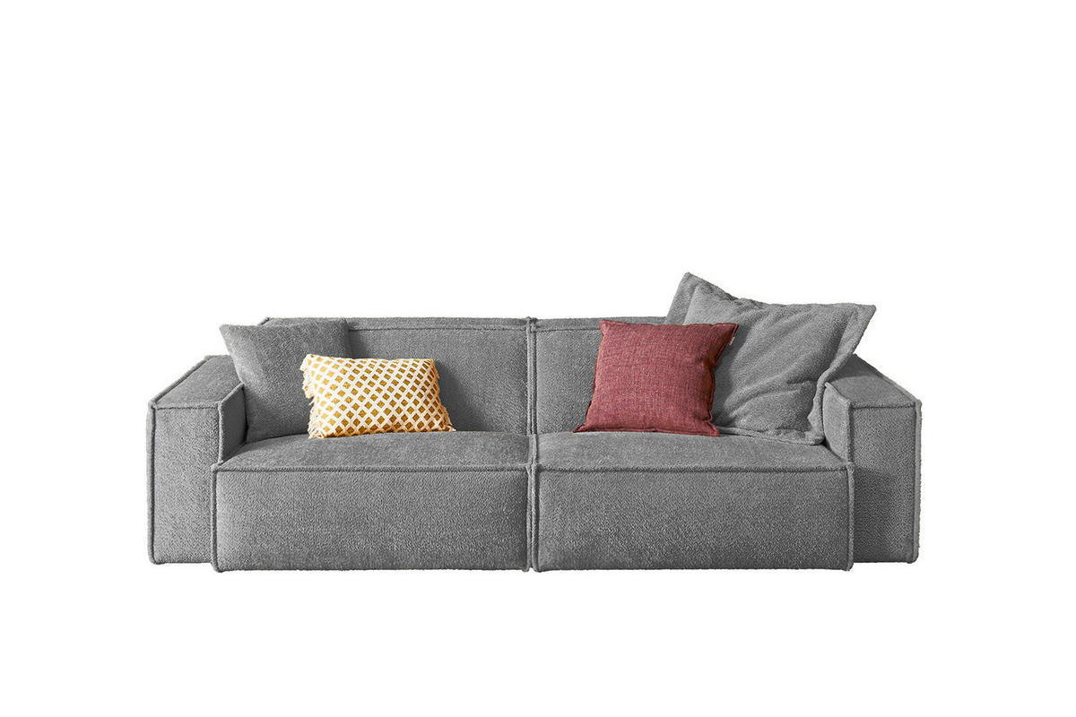 SOFA SAMU Grau Webstoff - Schwarz/Grau, Kunststoff/Textil (256/72/106cm) - KAWOLA