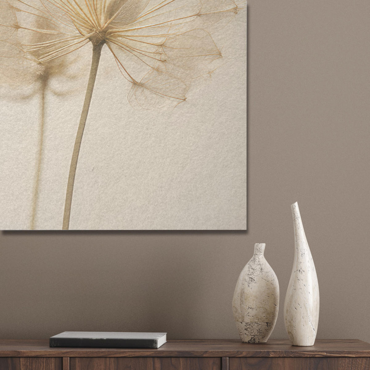 AKUSTIKPANEEL Sonnenlicht - Löwenzahn - Botanisch - Blumen 100x70 cm - Creme, Textil (100/0.9/70cm) - MuchoWow