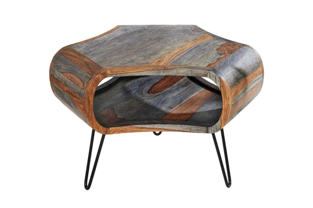 COUCHTISCH ORGANIC LIVING Sheesham rechteckig Grau|Natur 70cm - Braun/Grau, Holz/Metall (60/70/46cm) - riess-ambiente