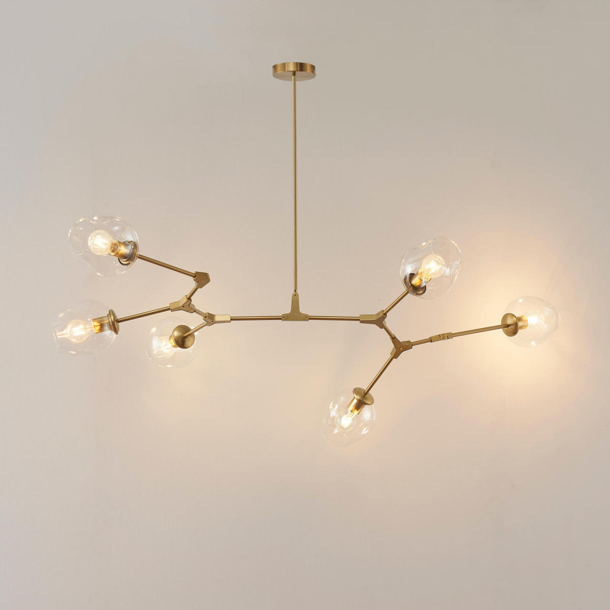 KRONLEUCHTER Ofélia, Transparent und goldfarben, 150cm - Transparent, Glas (150/150/50cm) - KOSILUM