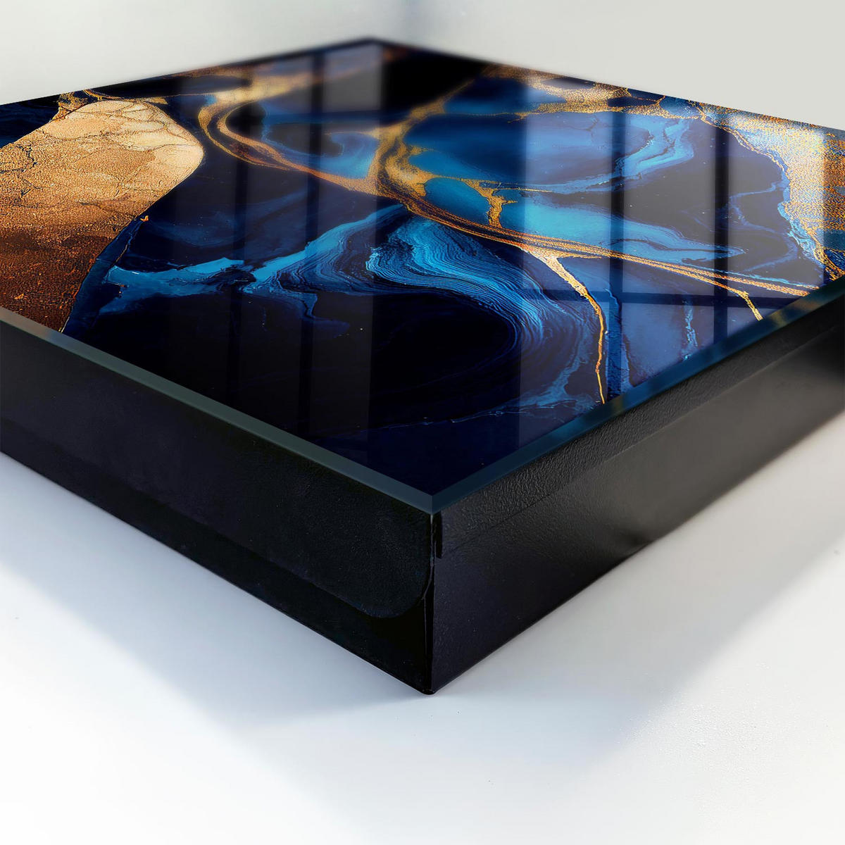 SCHLÜSSELBOX Schwarz 30x30 cm- Türöffnung nach rechts - Nachtmarble - Blau, Metall (30/30/5cm) - TULUP