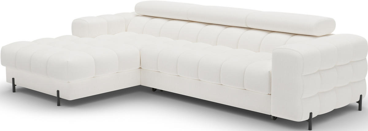 ECKSOFA FELRO mit Schlaffunktion, Bettkasten & verstellbaren Kopfstützen – Modernes Premium-Ecksofa in L-Form - Weiß, Kunststoff (285/181cm) - Wohnideebilder