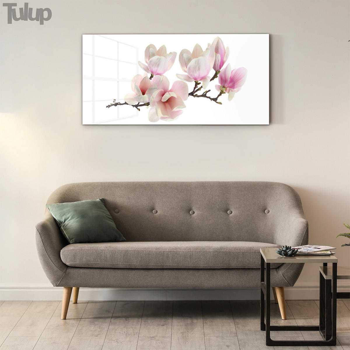 GLASBILD 120x60 cm Magnolienblüte - Rosa, Glas (120/60cm) - TULUP
