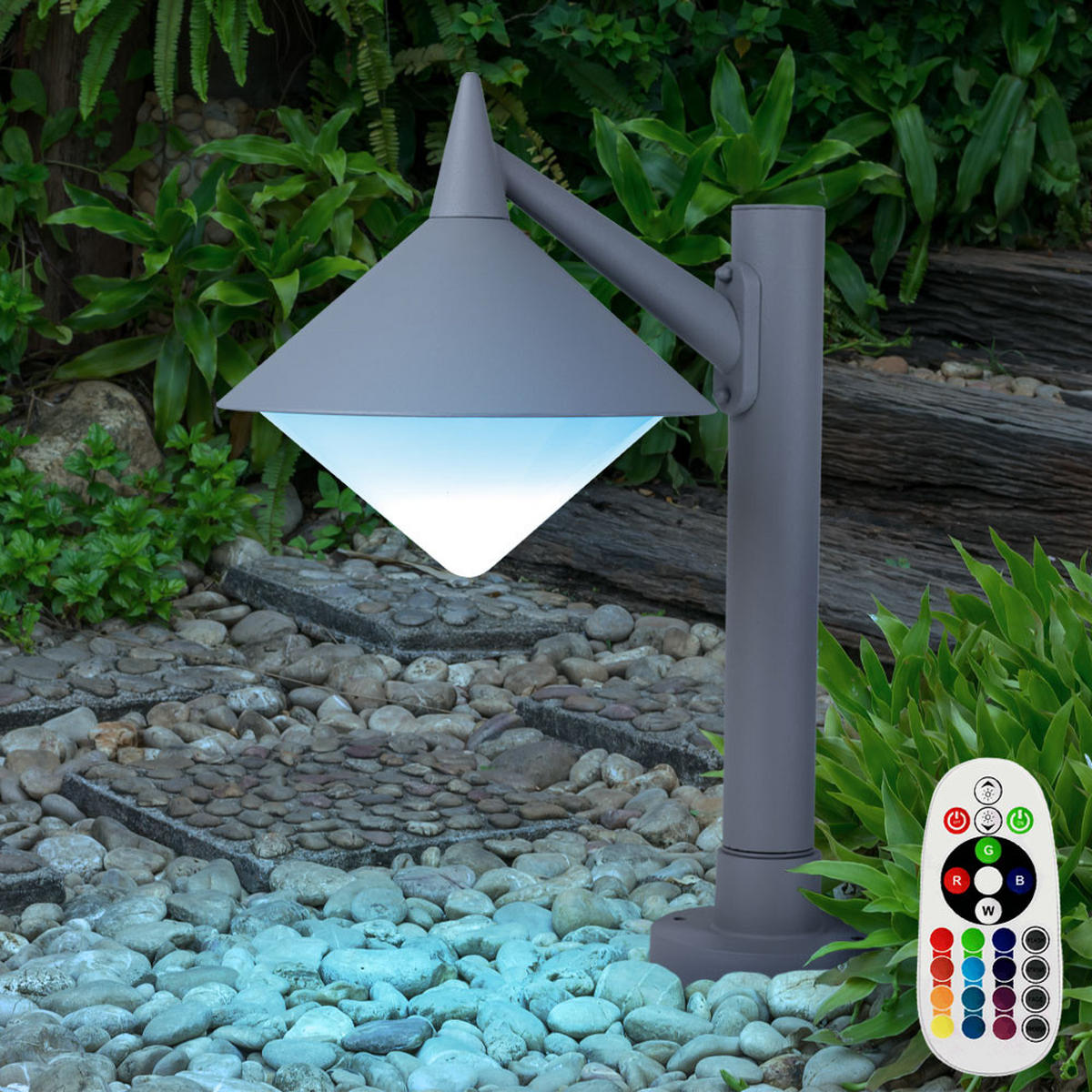 LED STEHLEUCHTE MANHATTAN Grau ALU - Grau, Kunststoff/Metall (26/58/40cm)