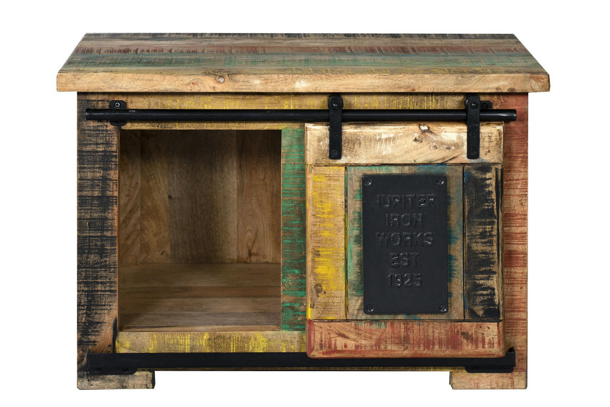 LOWBOARD LIBRO - Hellbraun/Multicolor, Akazienholz/Holz (75/47/50cm) - SAM