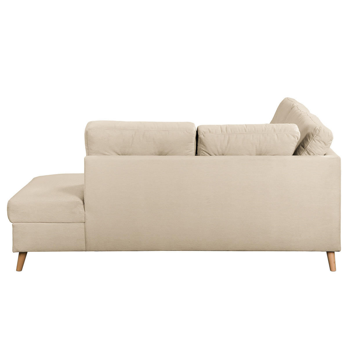 ECKSOFA mit Ottomane - Beige/Braun, Holz/Textil (230/200cm) - home24