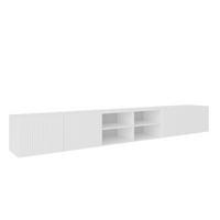 TV-LOWBOARD Weiß NOELI 300 Offene Mit Regalen Riffelstruktur - Weiß, Holzwerkstoff (300/41/40cm) - Sepro Meble
