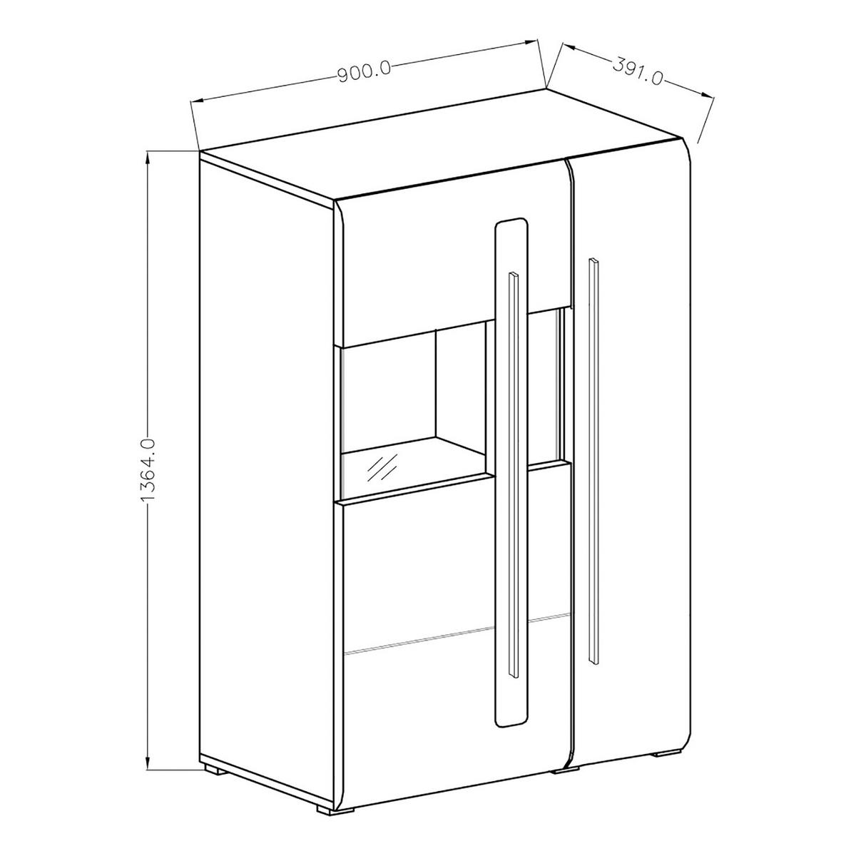 WOHNWAND - 4-teilig - Weiß Hochglanz/Schwarz, Holzwerkstoff/Kunststoff (310/204/50cm) - home24