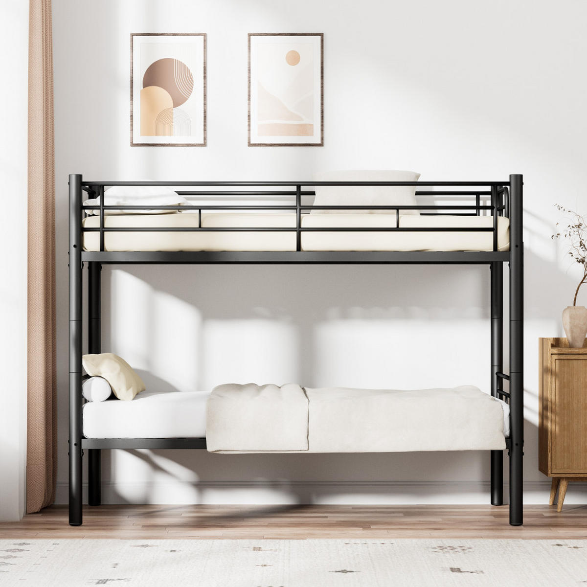 ETAGENBETT teilbar 90x190 cm Metall Schwarz - Schwarz, Metall (90/190cm) - Meubliv