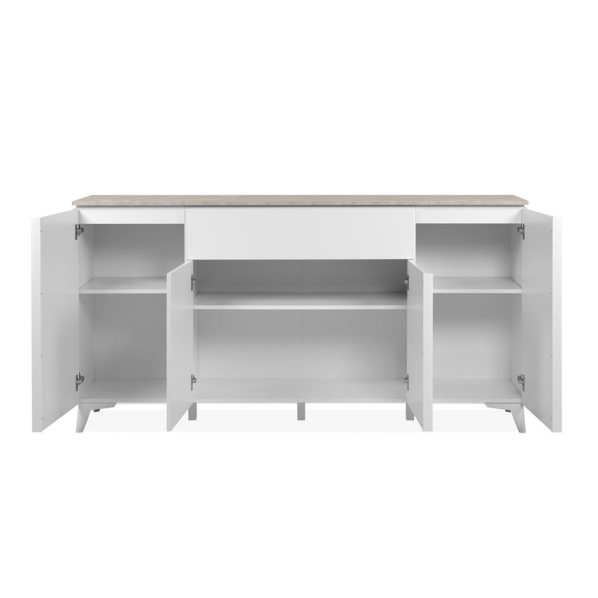 SIDEBOARD 4 Türen 1 Schublade L177 cm - BERTRIX - Weiß, Holzwerkstoff (177/92/40cm) - Finori GmbH