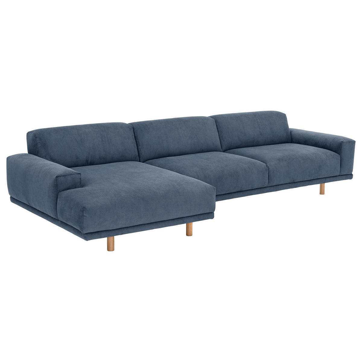 ECKSOFA mit Longchair links Kattryna Cordstoff blau - Blau, Kunststoff (133/283cm) - 58aufmkessel