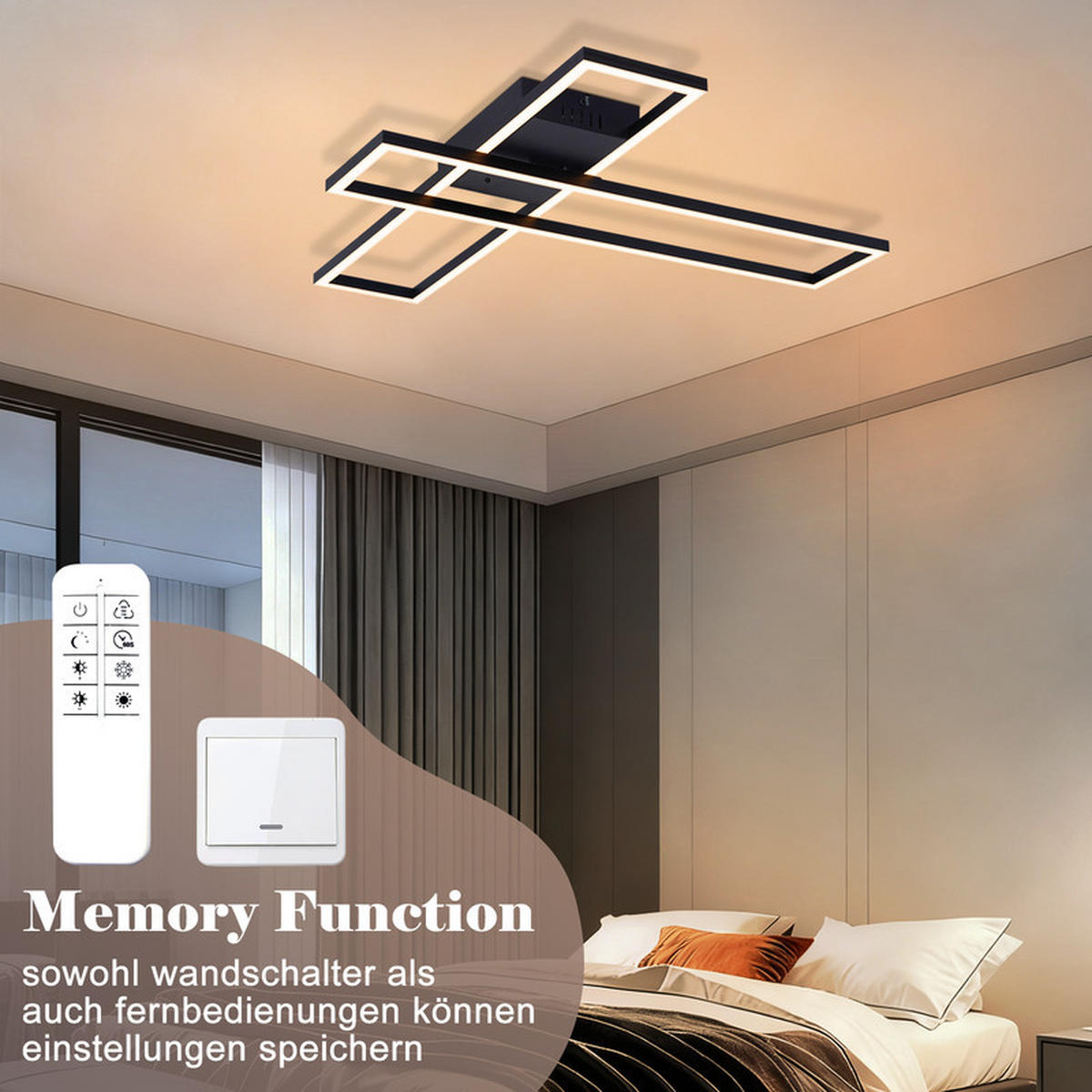 LED stropní svítidlo BURGDORF III 80/22/6 cm - černá, plast (80/22/6cm) - Nettlife