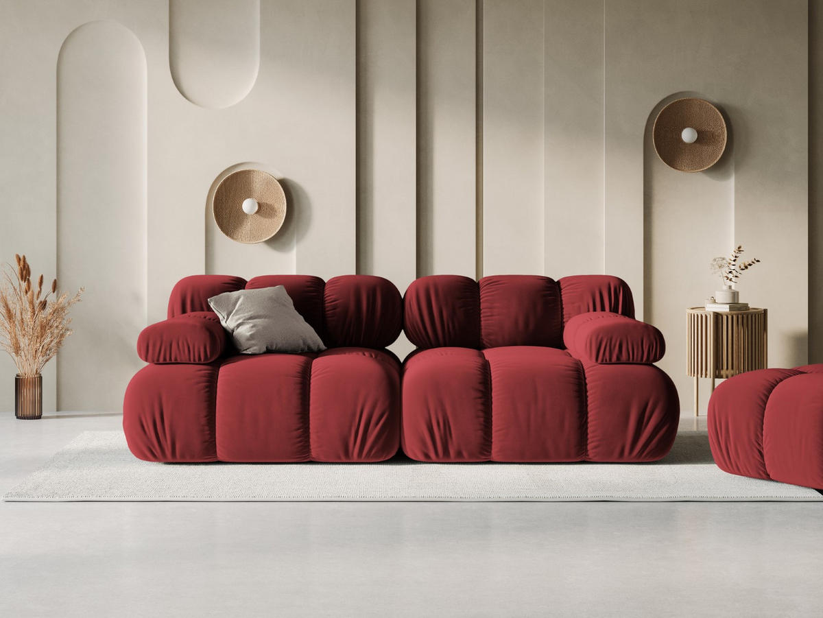 MODULARES-SOFA Bellis aus Samt dunkelrot 2 Sitzplätze - Dunkelrot, Textil (94/63/188cm) - Micadoni