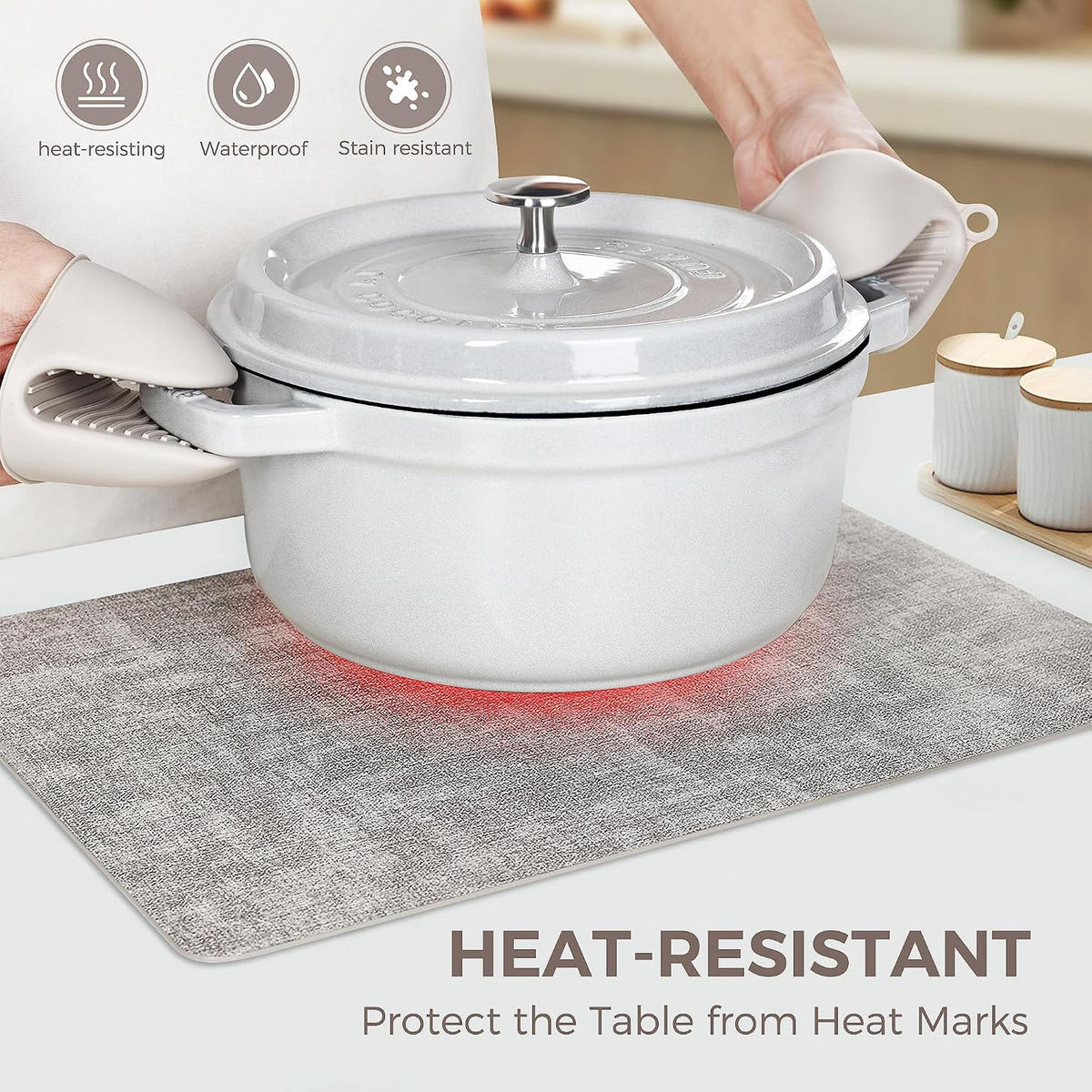 PLATZSET 4-teilig -- 43 x 30 cm -- Grau - Grau, Leder (43/30cm)