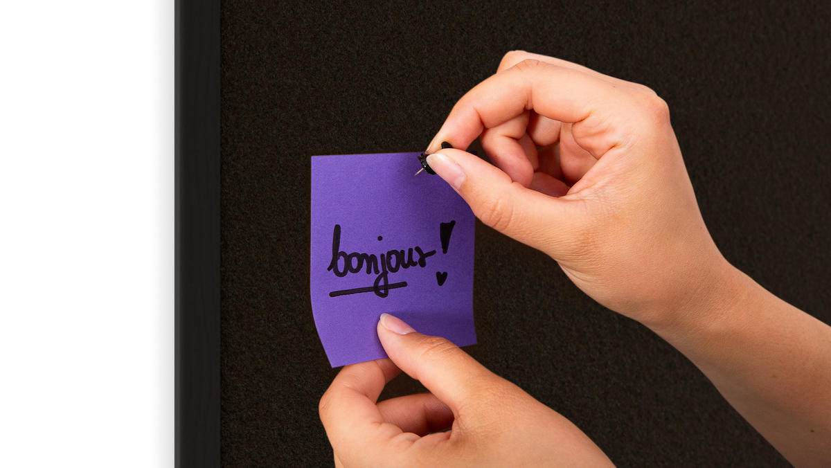 PINNWAND, Korktafel in Schwarz, 100x40 cm, Holzrahmen - Schwarz lackiert - Schwarz, Holz (100/40/1.5cm) - ALLboards