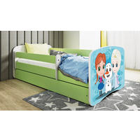 KINDERBETT Winterschwestern 70x140 cm mit Schublade, Rausfallschutz & Lattenrost, Grün - Grün, Holzwerkstoff (70/140cm) - RAUMHIRSCH FURNITURE