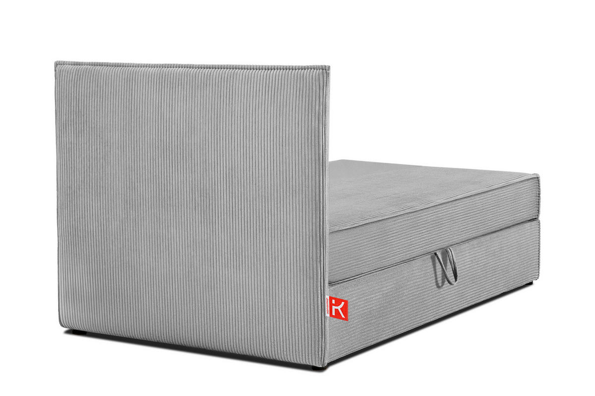 BOXSPRINGBETT ROTI Einzelbett, hellgrau - Hellgrau/Schwarz, Holz/Holzwerkstoff (80/200cm) - KONSIMO®