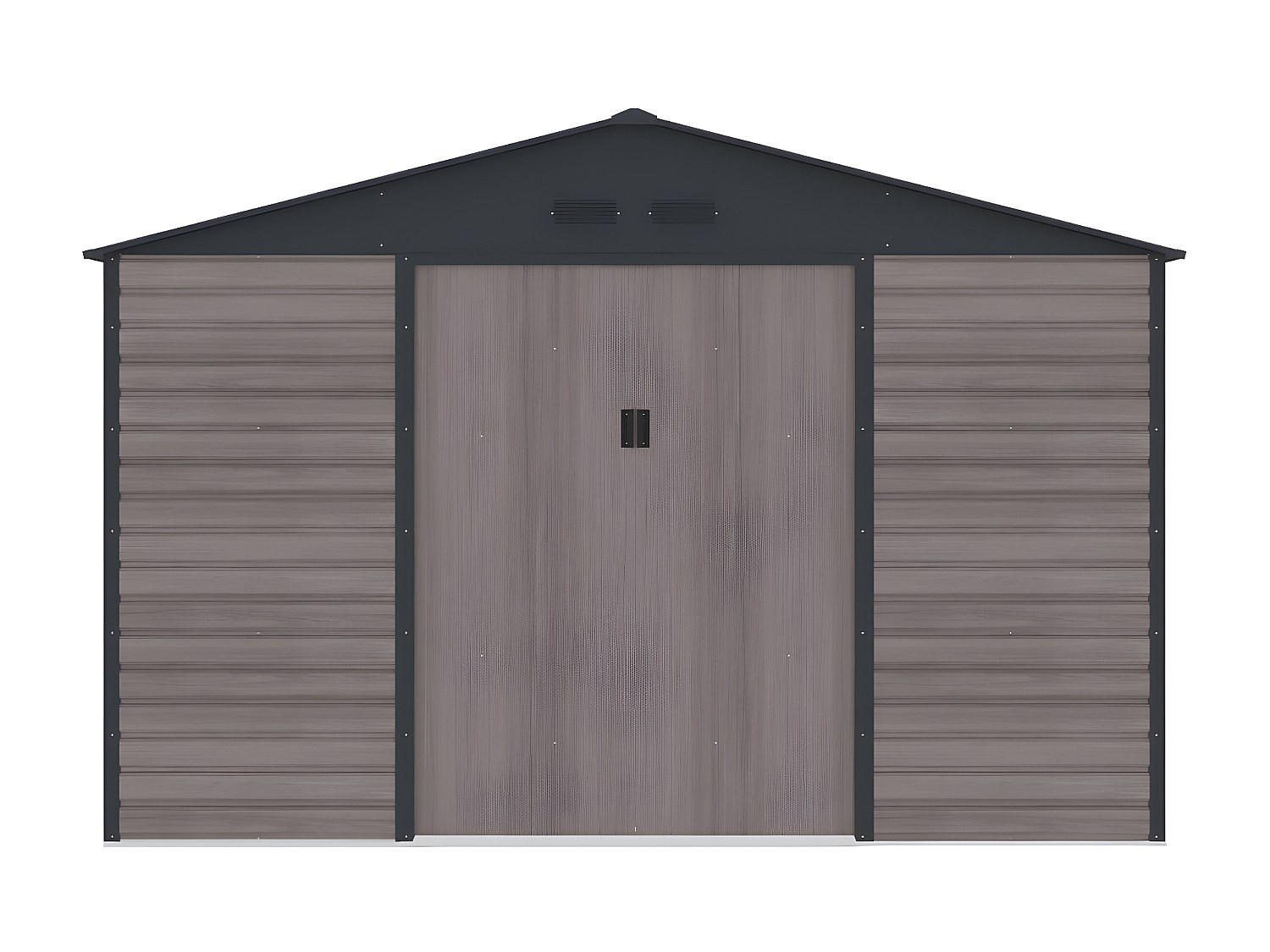 SCHREBERGARTENHAUS - 330 cm x 309 cm - metall - anthrazitgrau, naturfarben dunkel Adelmo - Anthrazit, Metall (330/229/309cm) - Vente-Unique