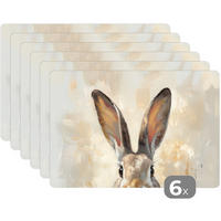PLATZSETS 6er-Set Hase - Ohren - Braun Unterlage 45x30 cm - Beige, Kunststoff (0.3/45/30cm) - MuchoWow