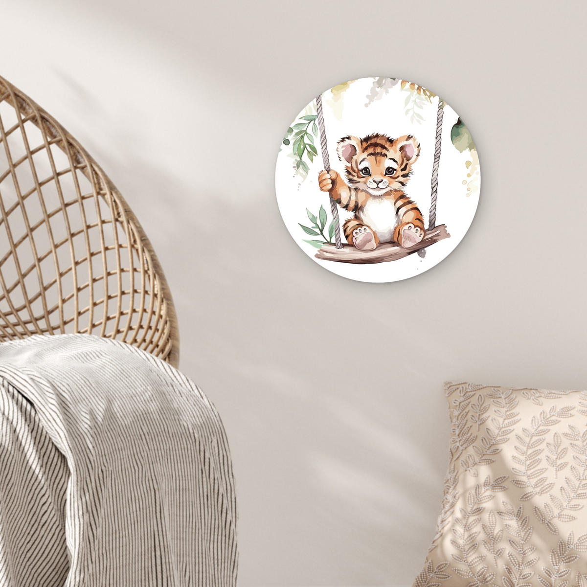 WANDBILD Tiger - Tier - Kinder - Dschungel 30x30 cm - Dunkelorange, Kunststoff (30/30cm) - MuchoWow