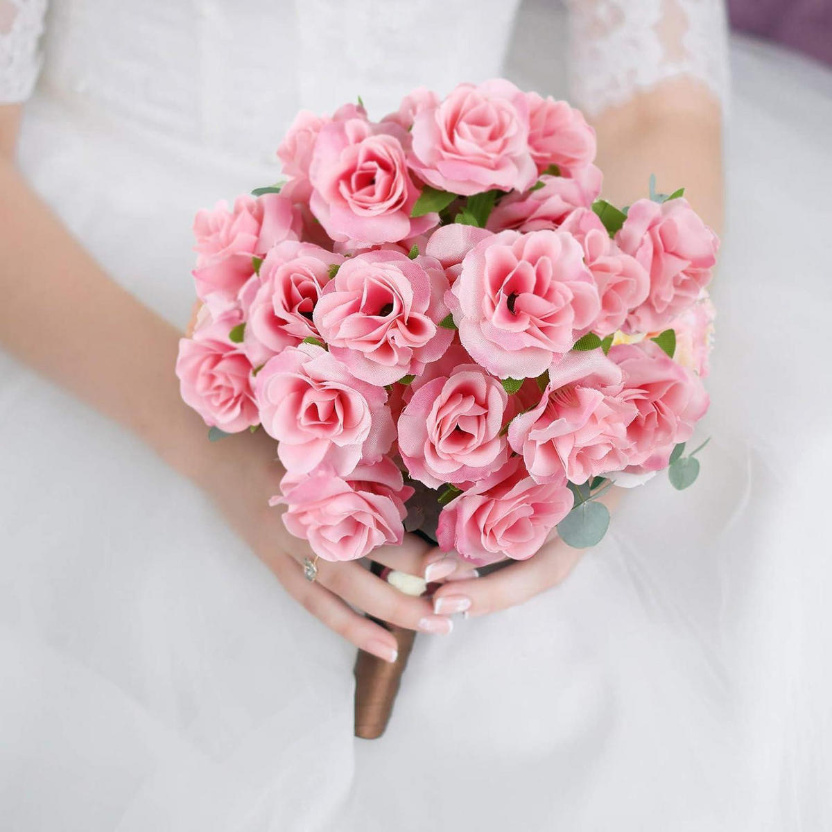 KUNSTBLUMEN Rosenköpfe 50er Set Rosa 4 cm - Rosa, Textil (4cm)