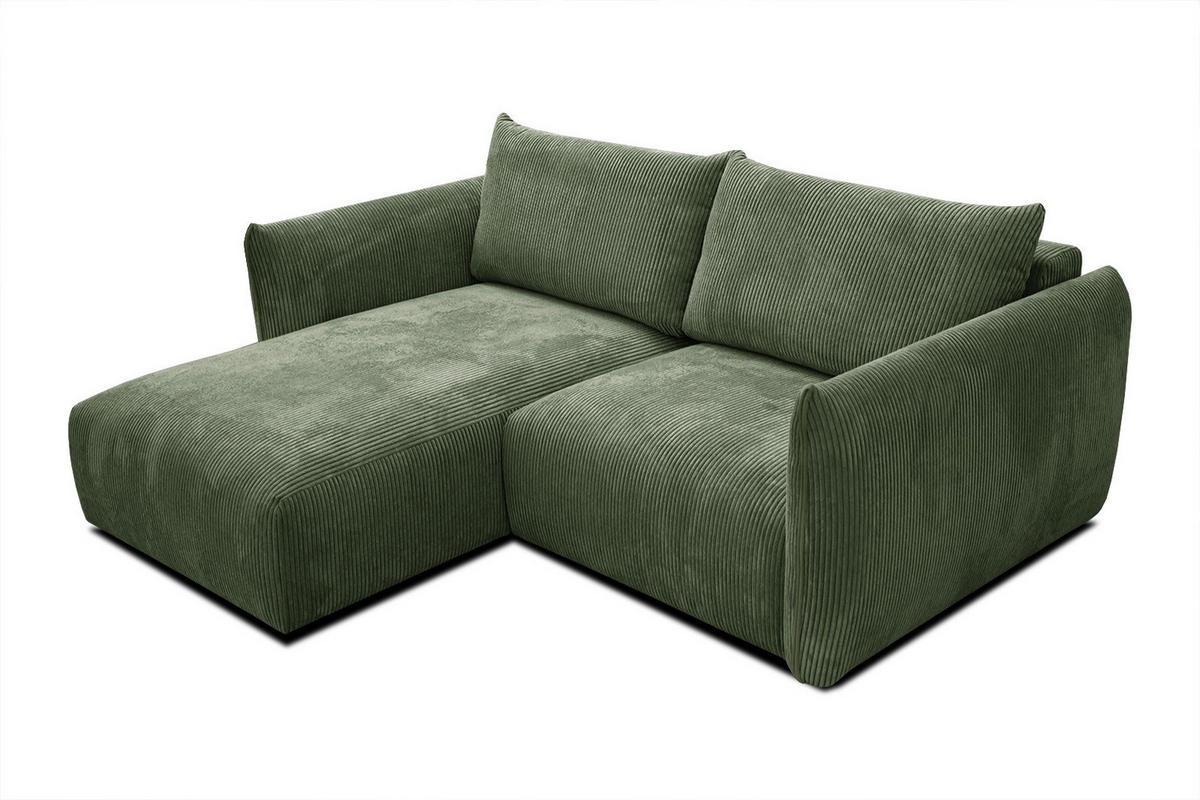 ECKSOFA TAUER 3-Sitzer, olivgrün - Schwarz/Olivgrün, Holzwerkstoff/Kunststoff (173/206cm) - Courtois Laville