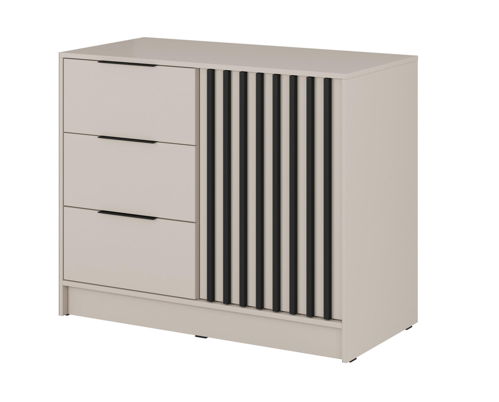 KOMMODE Stilo 105 cm in Kaschmir + schwarze Lamellen - Kaschmir/Schwarz, Holz/Holzwerkstoff (105/86/45cm) - Ravio