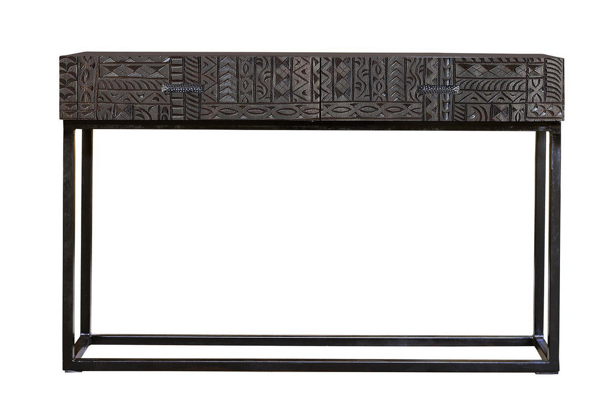 KONSOLE aus Mangoholz und mit Metallbeinen - Dunkelbraun, Holz (120/76/30cm) - Giner y Colomer