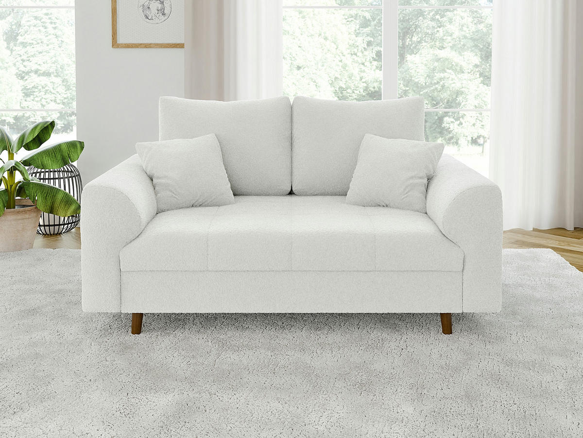SITZGARNITUR 3+2 Henrik Weiß Boucle - Weiß/Braun, Holz/Textil (210/81/93cm) - S-Style Möbel