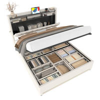 POLSTERBETT 160/200 cm in Beige Samt mit Bettkasten, LED und USB, Type-C - Beige, Holzwerkstoff/Textil (160/200cm) - WISHDOR
