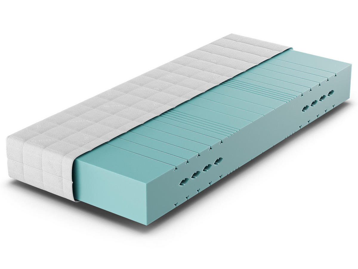 MATRATZE HR Blue, 7 Zonen, HR-Schaum, Größe: 100x200, Härtegrad: Mittelfest - Weiß, Textil (100/200cm) - Betten-ABC