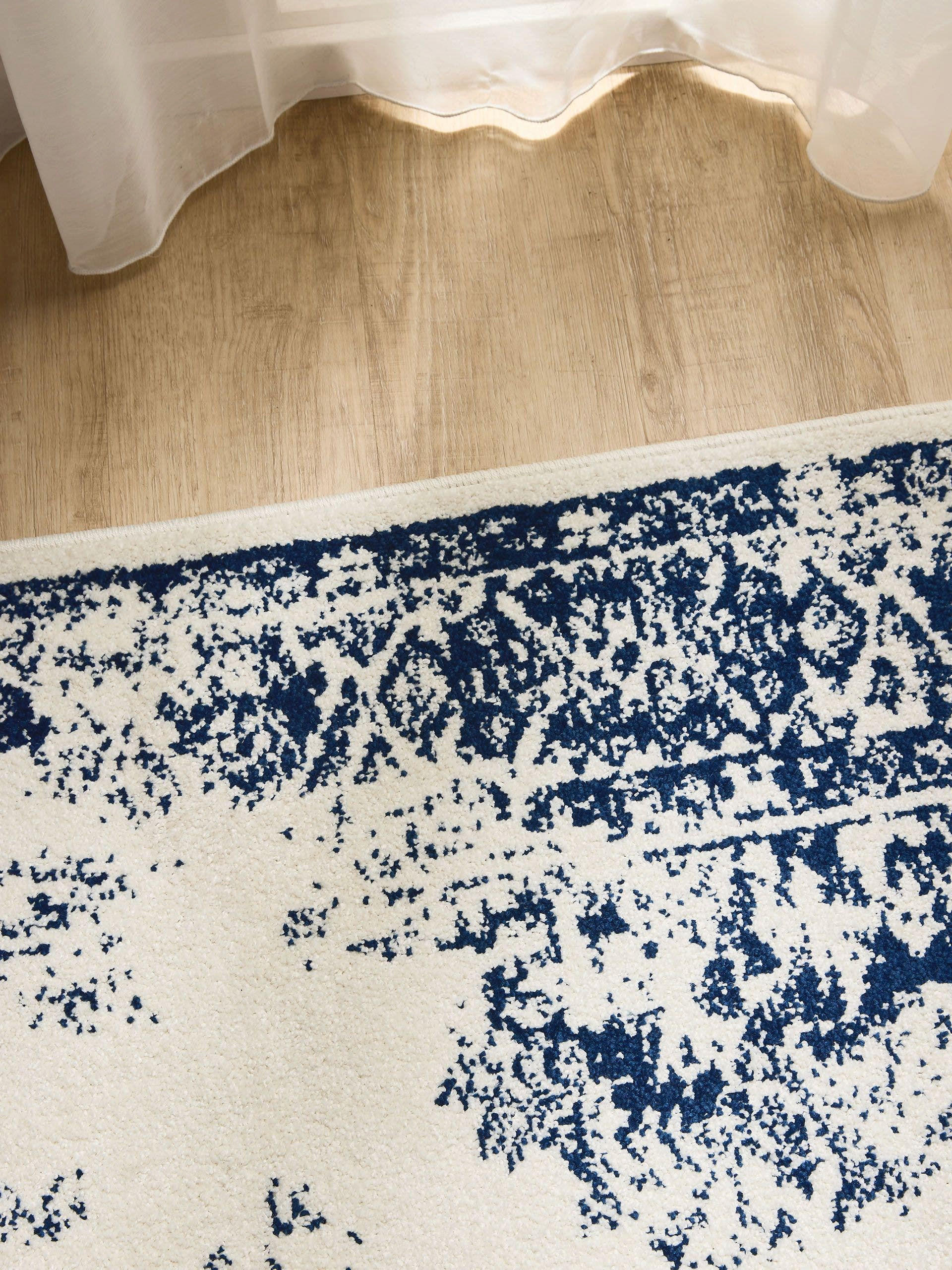 VINTAGE-TEPPICH Sia 60/120 cm - Blau/Creme, Kunststoff (60/120cm) - benuta